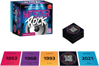 Hitster Rock Expansion, Expansion Set, Music Game, Action Game, Adult Board Game, Game with Music, Card Game from 16 Years, 2-10 Players, Party Game, Dutch