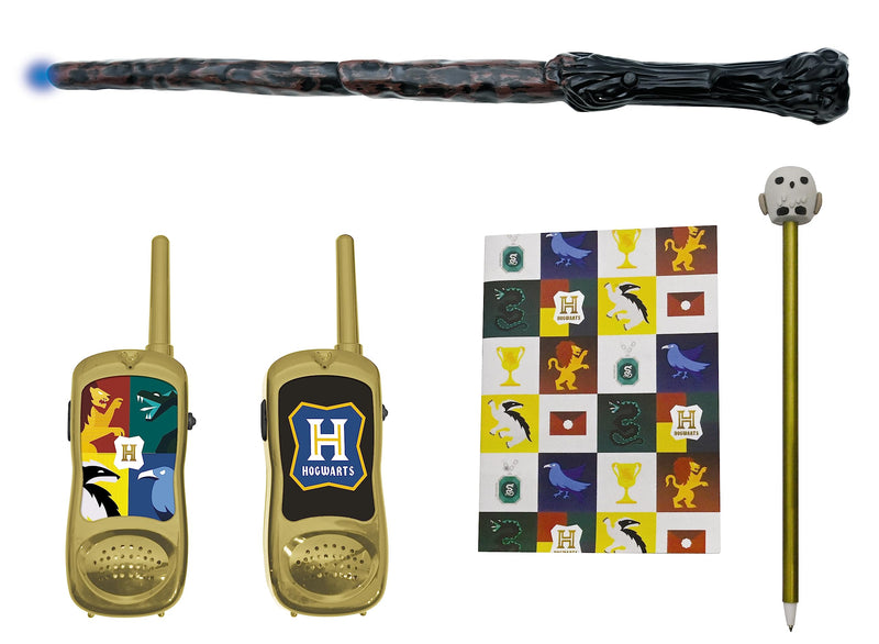 Lexibook, Harry Potter, Wizard Adventurer Set with Talkies-Walkies, magic wand, notebook, pen, eraser, white/gold, RPTW11HP