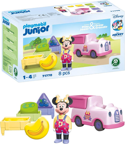 PLAYMOBIL Junior & Disney Minnie Mouse 71770 fruittransporter met sorteerplezier, duurzaam speelgoed vanaf 1 jaar, cadeau voor peuters, bevordert de motoriek en het eerste leren