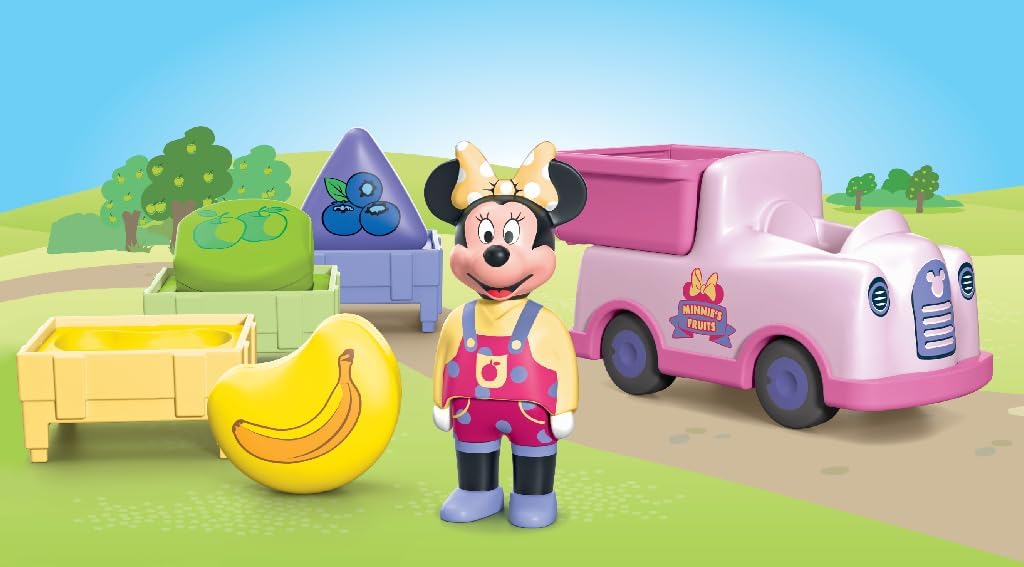 PLAYMOBIL Junior & Disney Minnie Mouse 71770 fruittransporter met sorteerplezier, duurzaam speelgoed vanaf 1 jaar, cadeau voor peuters, bevordert de motoriek en het eerste leren