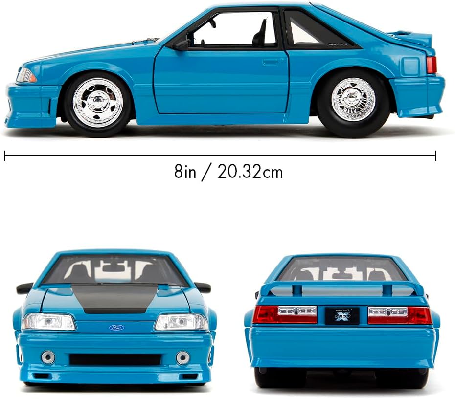 Fast & Furious JADA FORD MUSTANG GT 1:24 die-cast model car, toys for kids and adults, collect and play vehicle, Blue, Black