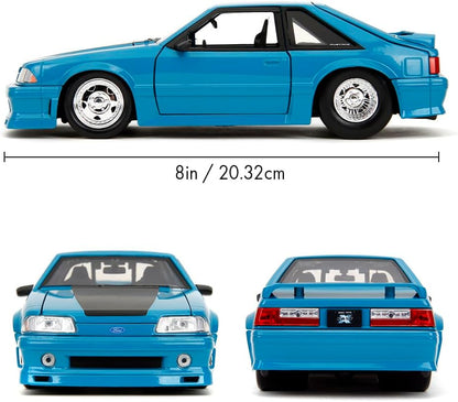 Fast & Furious JADA FORD MUSTANG GT 1:24 die-cast model car, toys for kids and adults, collect and play vehicle, Blue, Black