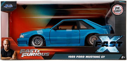 Fast & Furious JADA FORD MUSTANG GT 1:24 die-cast model car, toys for kids and adults, collect and play vehicle, Blue, Black