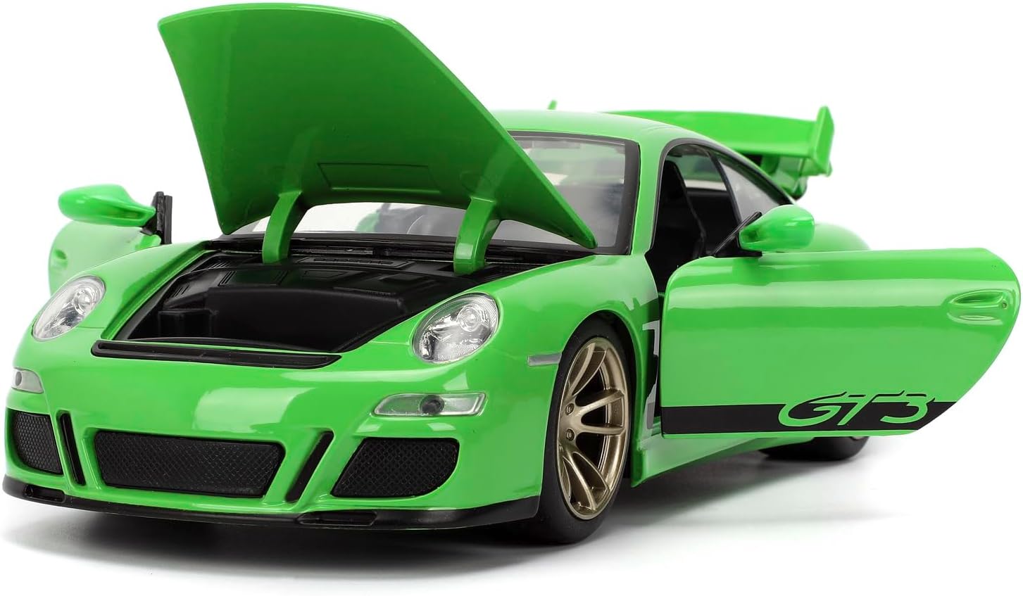 Fast & Furious JADA Fast X Brian's Porsche 911 GT3 RS 1:24 die-cast model car, toys for kids and adults, collect and play vehicle