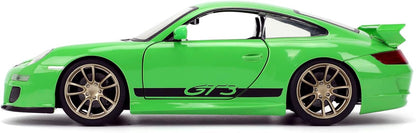 Fast & Furious JADA Fast X Brian's Porsche 911 GT3 RS 1:24 die-cast model car, toys for kids and adults, collect and play vehicle
