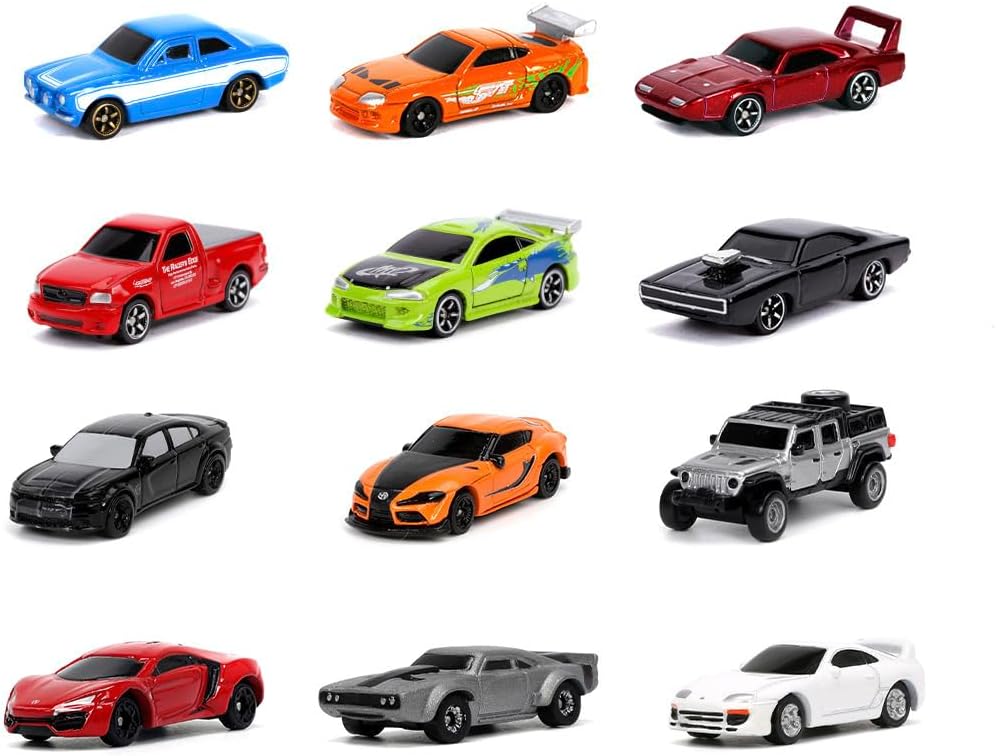 Jada Fast & Furious Car Blind Bag Die-cast Car Collectible - As seen in Fast & Furious movies die-cast models, 12 vehicles to collect, Multicolour, suitable for ages 3+ (Pack of 4)