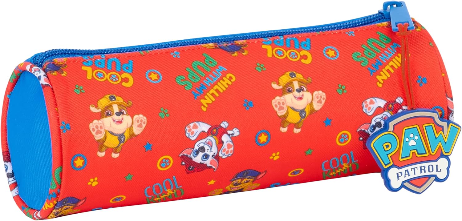 Paw Patrol Cool – Round School Pencil Case, Children's Pencil Case, Ideal for Children from 5 to 14 Years, Comfortable and Versatile, Quality and Resistance, 20 x 7 cm, Red/Blue, M, Casual