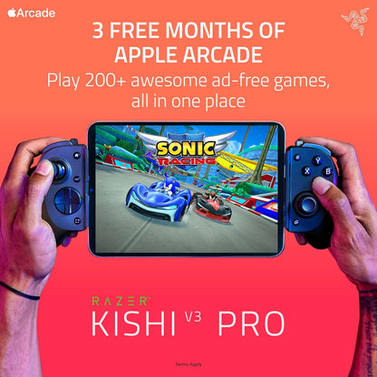 Razer Kishi V3 Pro - Full-size mobile controller for iPhone, Android smartphones and tablet 8" - USB-C Plug-and-Play - Anti-drift analogue sticks (12 buttons - Sensa HD Haptics, Nexus App) Black