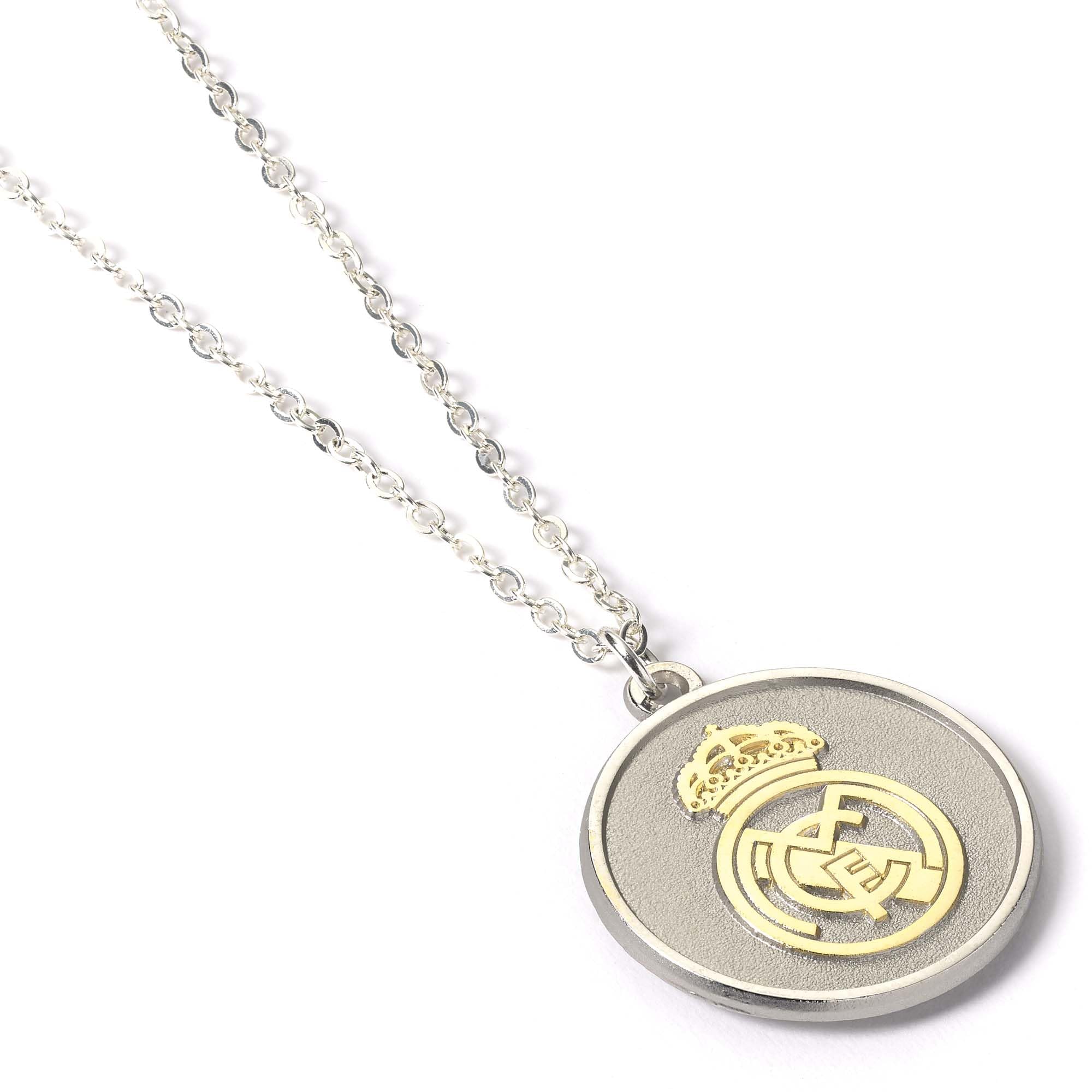 The Carat Shop Real Madrid Silver Pendant with Gold Crest Necklace