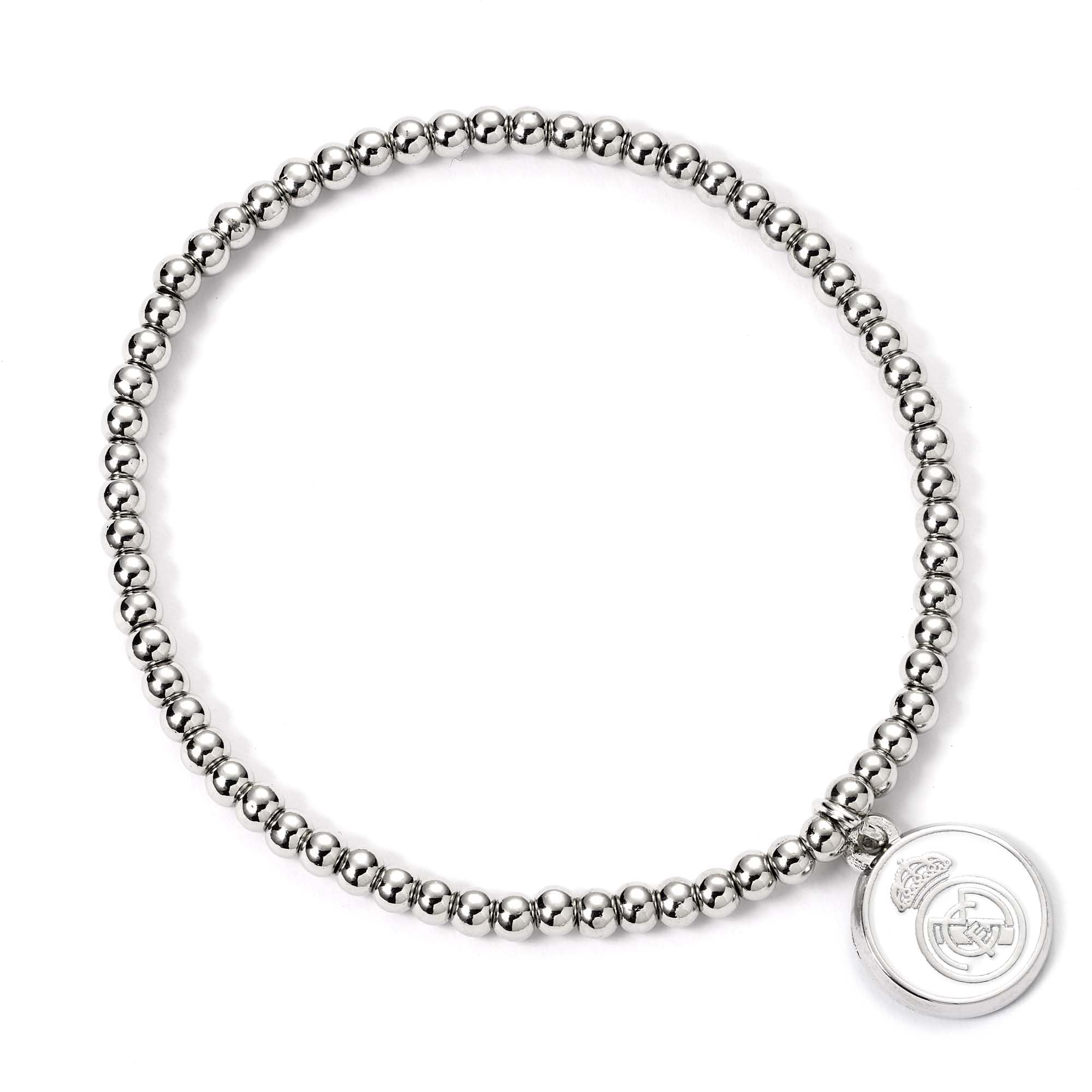 The Carat Shop Real Madrid Football Club Silver Disc Ball Bead Bracelet