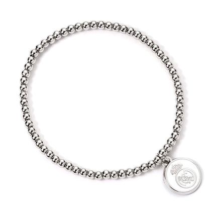 The Carat Shop Real Madrid Football Club Silver Disc Ball Bead Bracelet