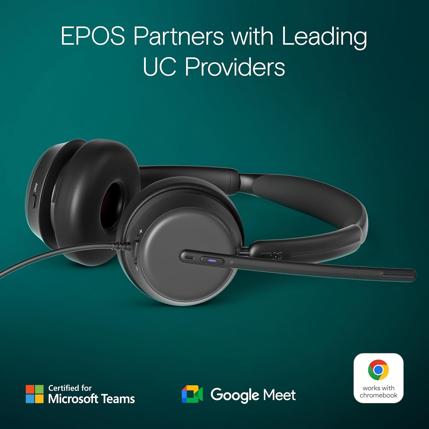 EPOS IMPACT 860T ANC Dual-Sided Wired Headset with Active Noise Cancellation, Microsoft Teams Certified, USB C and USB A, Super Wideband Audio, Ideal for Office Calls, Zoom, Home & Hybrid Work