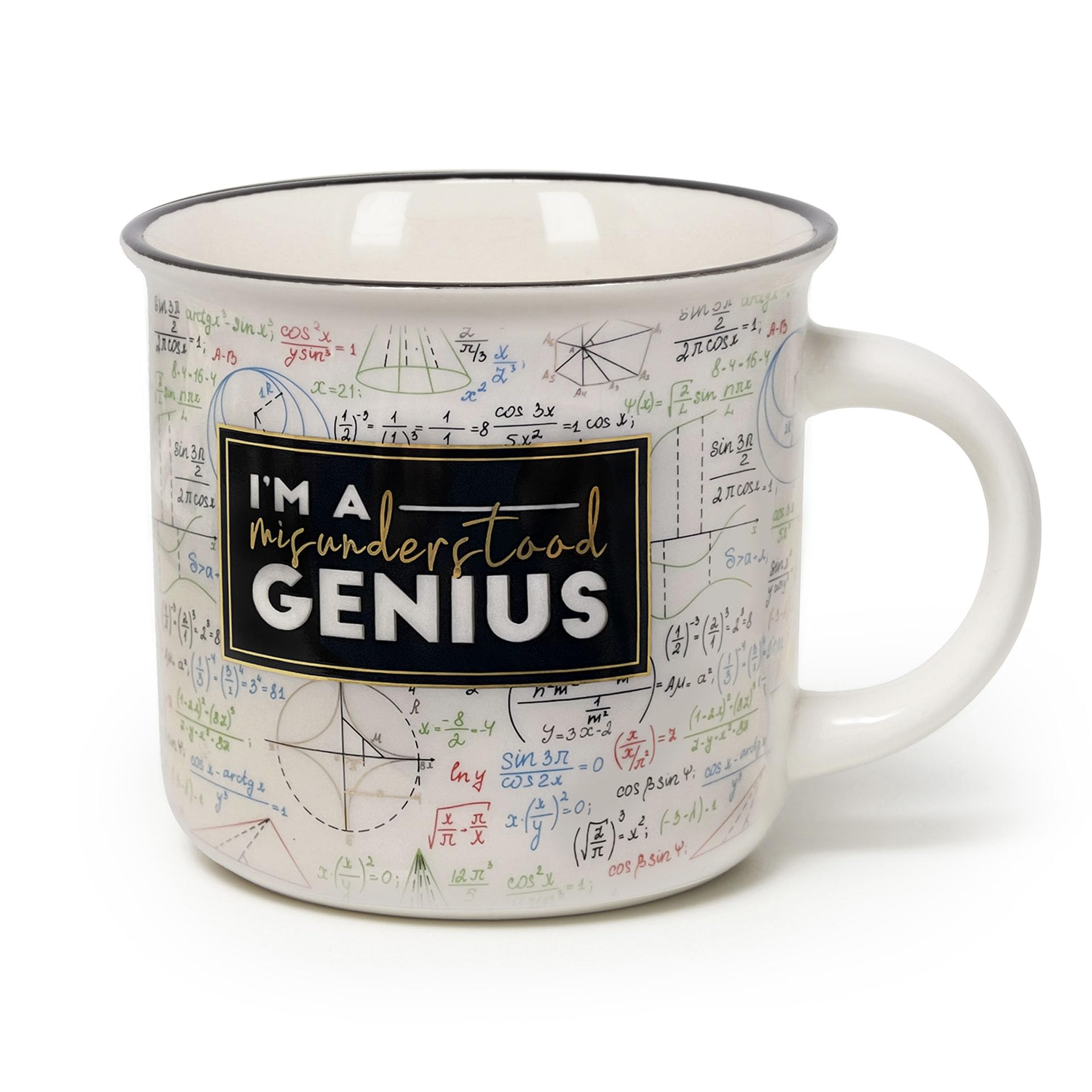 Legami - Cuppuccino Mug, New Bone China, Breakfast Cup, Dishwasher Safe Coffee Tea Mug, Diameter 10 cm, Capacity 350 ml, Genius Theme