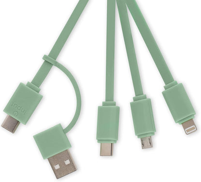 Legami - Koala Theme Multiple Link Up Charging Cable with Keyring, 4 USB Charging Cables, Type-C Micro-USB, Lightning Cable with USB Type C Adapter, TPE Coated Cable