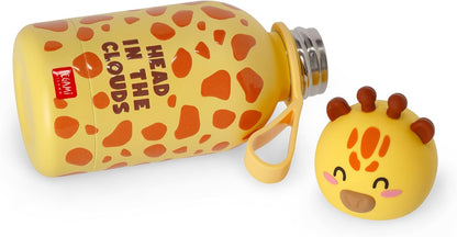 Legami - Hot & Cold BFF Thermal Water Bottle for Children, Giraffe Theme, in Stainless Steel 18/8 Double Layer with Airtight Closure, Keeps Hot for 12h and Cold 24h, Capacity 310 ml