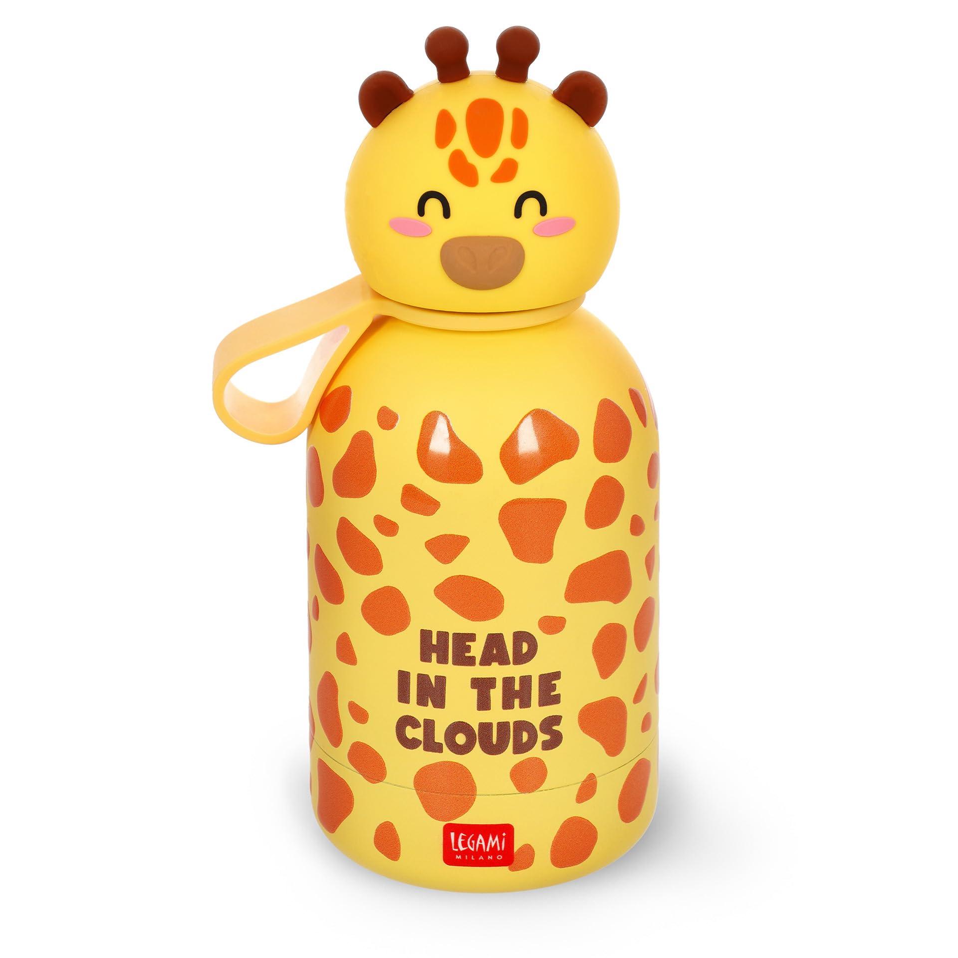 Legami - Hot & Cold BFF Thermal Water Bottle for Children, Giraffe Theme, in Stainless Steel 18/8 Double Layer with Airtight Closure, Keeps Hot for 12h and Cold 24h, Capacity 310 ml