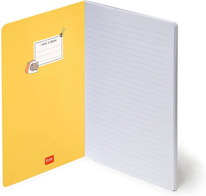 Legami - 7mm Sushi Cat B5 Large Lined Notebook - FSC Certified Paper - 100 Pages - Singer Dot Bound - 18.5 x 24.8 cm