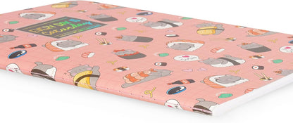Legami - 7mm Sushi Cat B5 Large Lined Notebook - FSC Certified Paper - 100 Pages - Singer Dot Bound - 18.5 x 24.8 cm