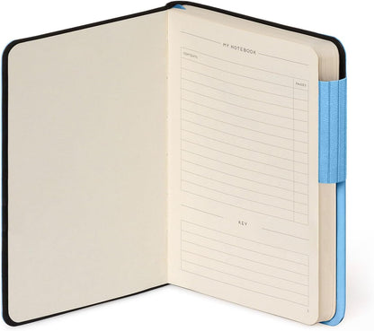 Legami - My Notebook, 6 mm Lined Notebook, Retro Blue, Small, FSC-Certified Paper, 192 Pages, Soft Cover, Elastic Closure, 9.5 x 13.5 cm
