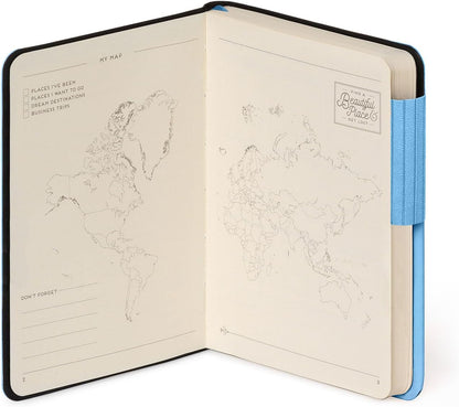 Legami - My Notebook, 6 mm Lined Notebook, Retro Blue, Small, FSC-Certified Paper, 192 Pages, Soft Cover, Elastic Closure, 9.5 x 13.5 cm