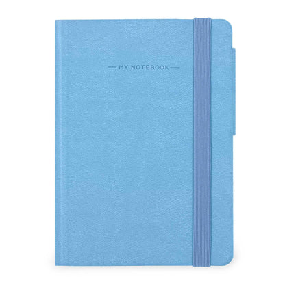 Legami - My Notebook, 6 mm Lined Notebook, Retro Blue, Small, FSC-Certified Paper, 192 Pages, Soft Cover, Elastic Closure, 9.5 x 13.5 cm