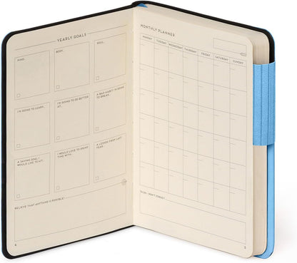 Legami - My Notebook, 6 mm Lined Notebook, Retro Blue, Small, FSC-Certified Paper, 192 Pages, Soft Cover, Elastic Closure, 9.5 x 13.5 cm