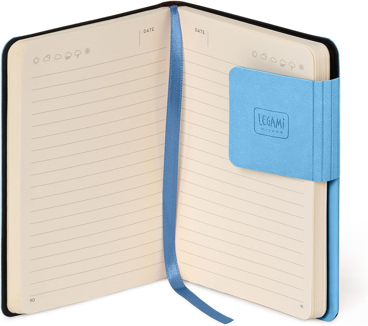 Legami - My Notebook, 6 mm Lined Notebook, Retro Blue, Small, FSC-Certified Paper, 192 Pages, Soft Cover, Elastic Closure, 9.5 x 13.5 cm