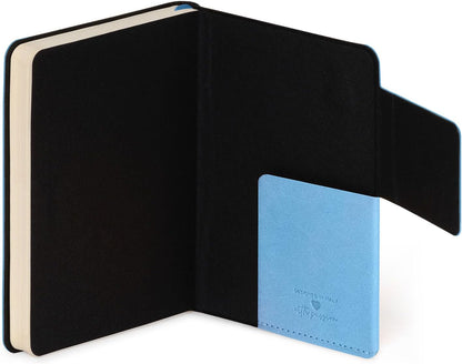 Legami - My Notebook, 6 mm Lined Notebook, Retro Blue, Small, FSC-Certified Paper, 192 Pages, Soft Cover, Elastic Closure, 9.5 x 13.5 cm