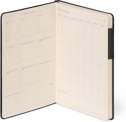 Legami - White Paper Notebook My Notebook, Deep Graphite, Medium, FSC Certified Paper, 192 Pages, Soft Cover, Elastic Closure, 13 x 21 cm