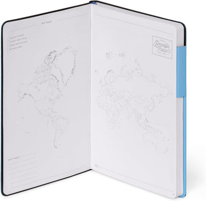 Legami - My Notebook, Retro Blue, Medium, FSC Certified Paper, 192 Pages, Soft Cover, Elastic Closure, Double Bookmark, 13 x 21 cm