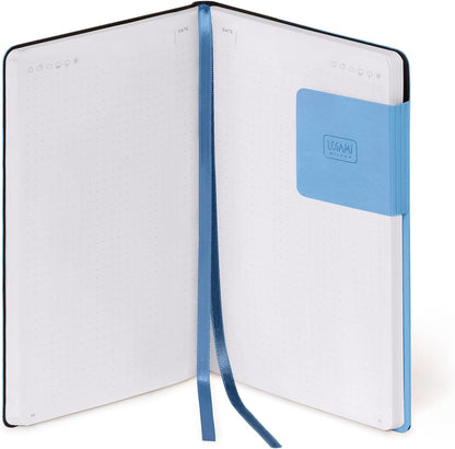 Legami - My Notebook, Retro Blue, Medium, FSC Certified Paper, 192 Pages, Soft Cover, Elastic Closure, Double Bookmark, 13 x 21 cm