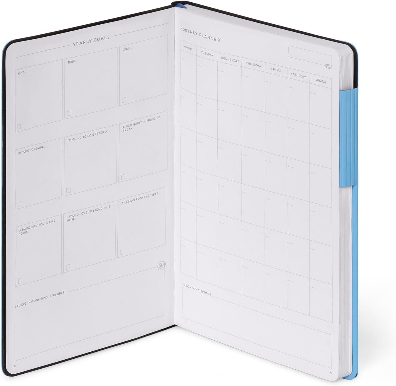 Legami - My Notebook, Retro Blue, Medium, FSC Certified Paper, 192 Pages, Soft Cover, Elastic Closure, Double Bookmark, 13 x 21 cm