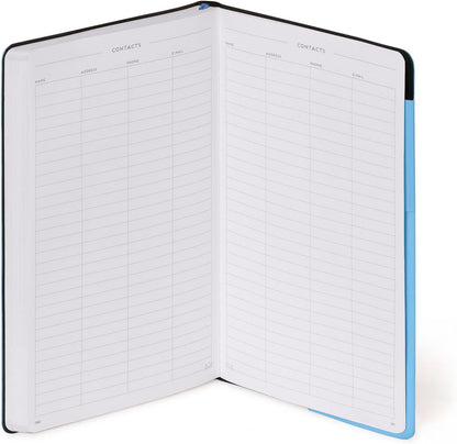 Legami - My Notebook, Retro Blue, Medium, FSC Certified Paper, 192 Pages, Soft Cover, Elastic Closure, Double Bookmark, 13 x 21 cm
