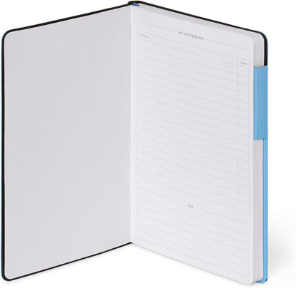 Legami - My Notebook, Retro Blue, Medium, FSC Certified Paper, 192 Pages, Soft Cover, Elastic Closure, Double Bookmark, 13 x 21 cm