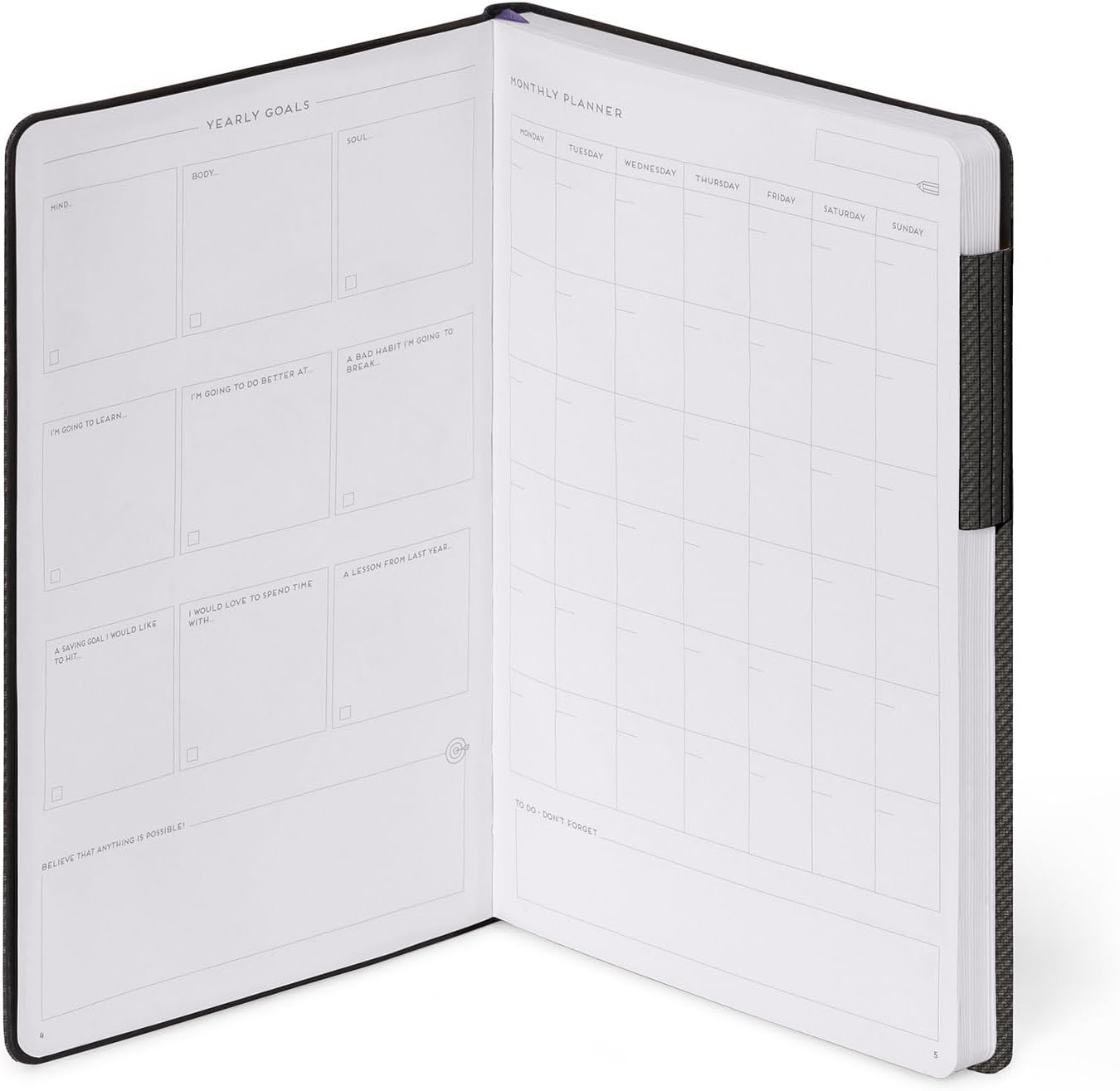Legami - My Notebook, Deep Graphite, Medium, FSC Certified Paper, 192 Pages, Soft Cover, Elastic Closure, Double Bookmark, 13 x 21 cm