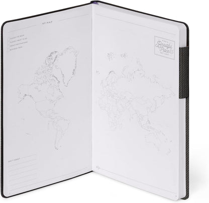 Legami - My Notebook, Deep Graphite, Medium, FSC Certified Paper, 192 Pages, Soft Cover, Elastic Closure, Double Bookmark, 13 x 21 cm