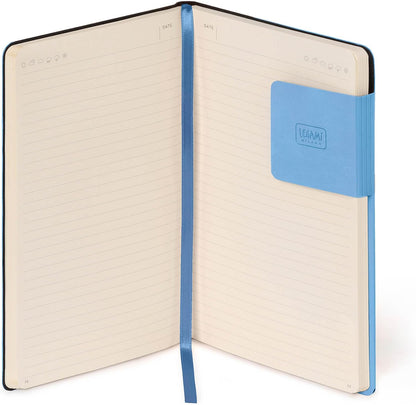 Legami - My Notebook, 6mm Lined Notebook, Retro Blue, Large, FSC Certified Paper, 192 Pages, Soft Cover, Elastic Closure, 17 x 24 cm