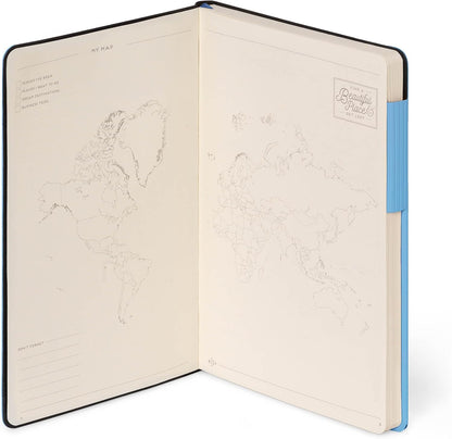 Legami - My Notebook, 6mm Lined Notebook, Retro Blue, Large, FSC Certified Paper, 192 Pages, Soft Cover, Elastic Closure, 17 x 24 cm