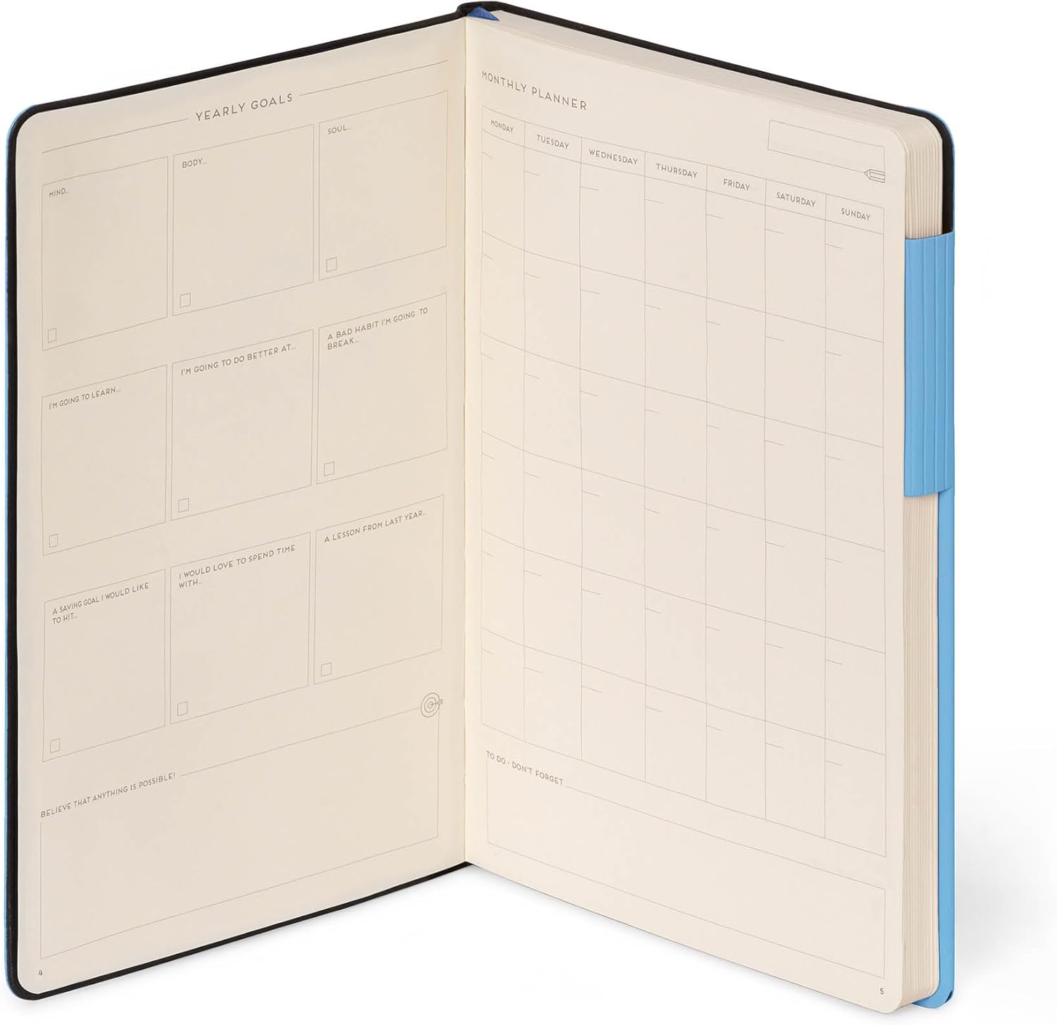 Legami - My Notebook, 6mm Lined Notebook, Retro Blue, Large, FSC Certified Paper, 192 Pages, Soft Cover, Elastic Closure, 17 x 24 cm