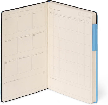 Legami - My Notebook, 6mm Lined Notebook, Retro Blue, Large, FSC Certified Paper, 192 Pages, Soft Cover, Elastic Closure, 17 x 24 cm