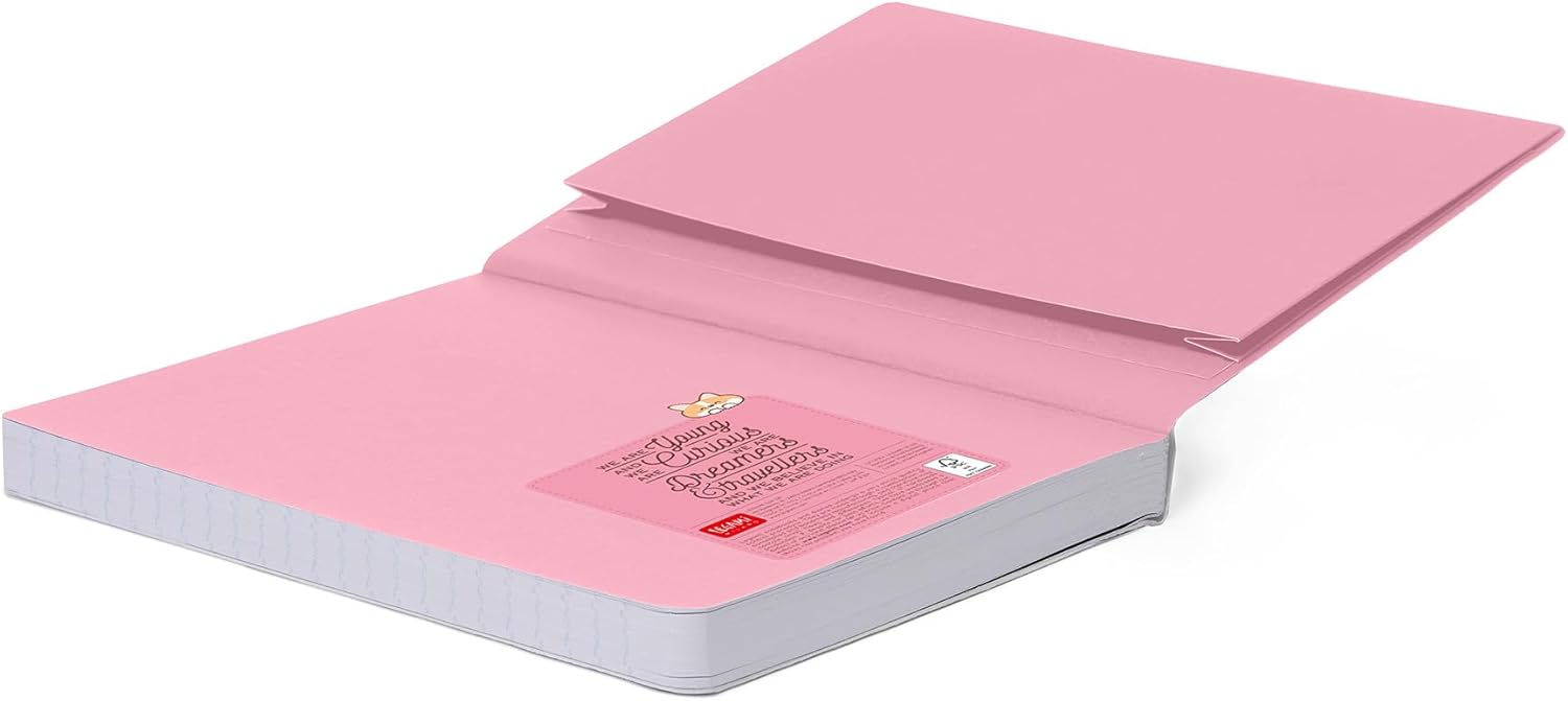 Legami - Notebook with lined medium, Corgi, 164 pages, end pocket, last 24 pages removable, elastic closure, rounded corners, FSC certified paper, 13 x 21 cm
