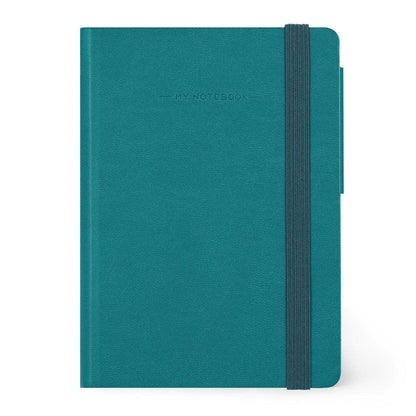 Legami - Small Ruled Notebook, 192 Pages, Soft PU Cover, FSC® Certified Paper, 90 g/m² Ivory Paper, Monthly Planner, Address Book, Bookmark, 9.5 x 13.5 cm, Malachite Green