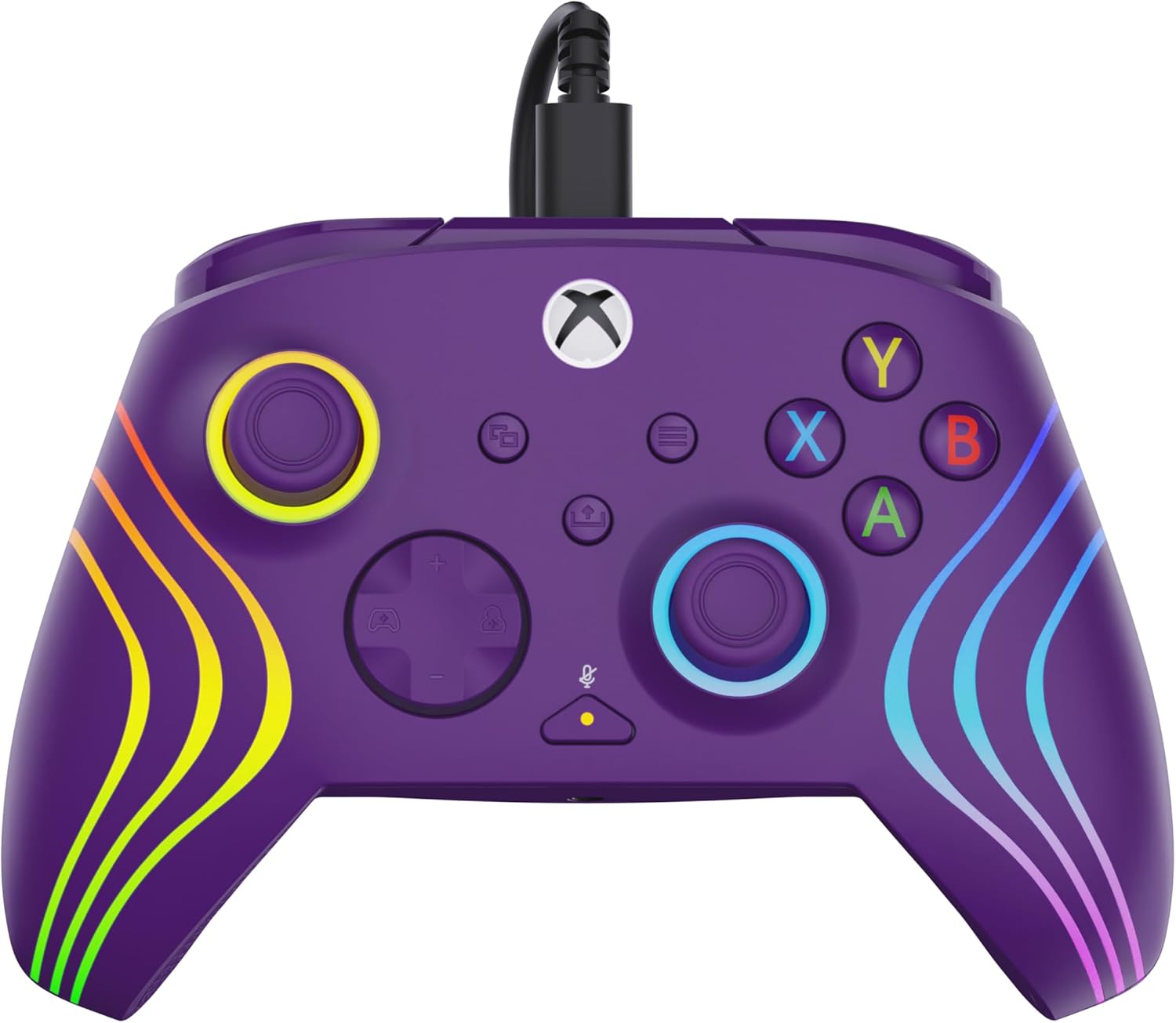 Turtle Beach Afterglow Wave Paars Bekabelde RGB-Gamingcontroller – Gelicentieerd voor Xbox Series X en S, Xbox One en Windows – Toewijsbare knoppen, Hall-Effect-Hairtriggers, Audiobediening
