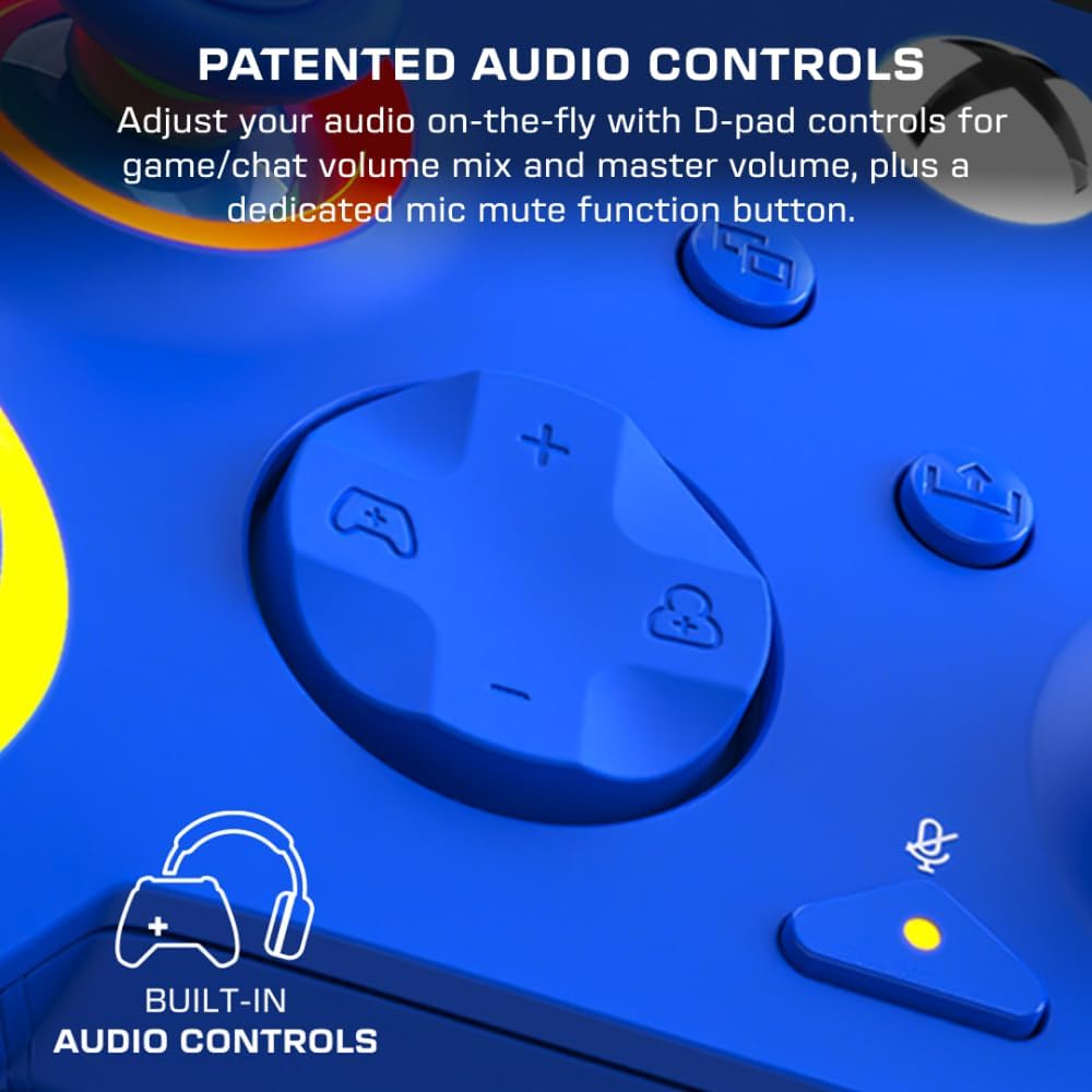 Turtle Beach Afterglow Wave Blauw Bekabelde RGB-Gamingcontroller – Gelicentieerd voor Xbox Series X en S, Xbox One en Windows – Toewijsbare knoppen, Hall-Effect-Hairtriggers, Audiobediening