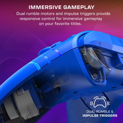 Turtle Beach Afterglow Wave Blauw Bekabelde RGB-Gamingcontroller – Gelicentieerd voor Xbox Series X en S, Xbox One en Windows – Toewijsbare knoppen, Hall-Effect-Hairtriggers, Audiobediening