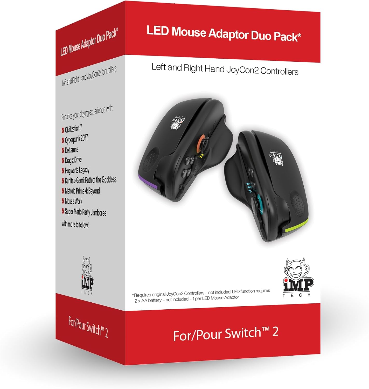 Imp Tech - Led Mouse Adaptor Duo Pack - Black