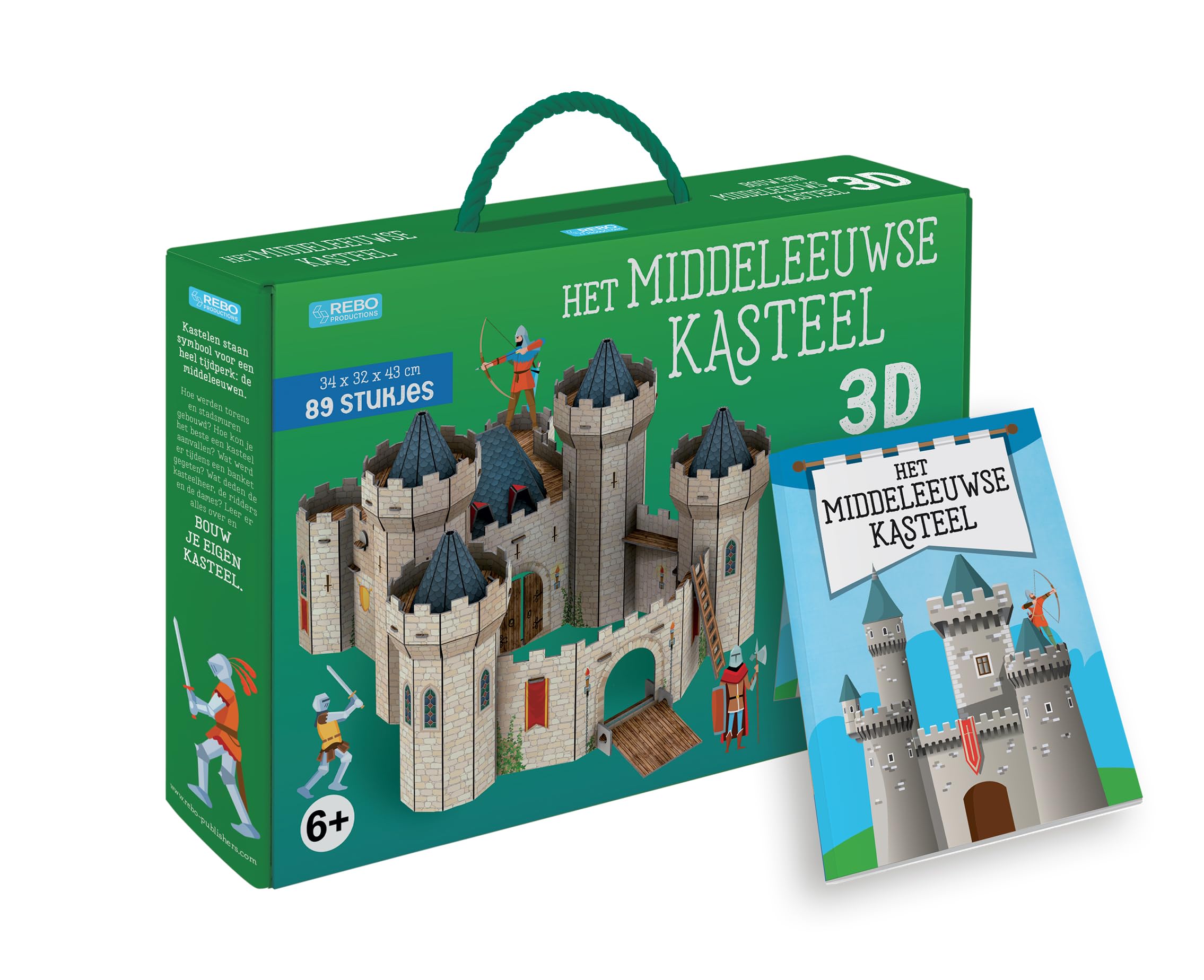 Het middeleeuws kasteel - Boek + 3D-puzzel: 89 stukjes - inclusief boek!