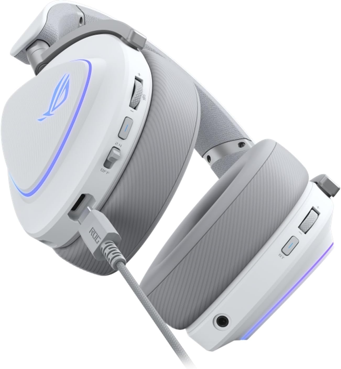 ASUS ROG Delta II Wireless Gaming Headset, 2.4GHz and Bluetooth Connection, Wide and Authentic DualFlow Audio, 50mm Titanium Plated Drivers for PC, Mac, PS, Switch, Android, Moonlight White