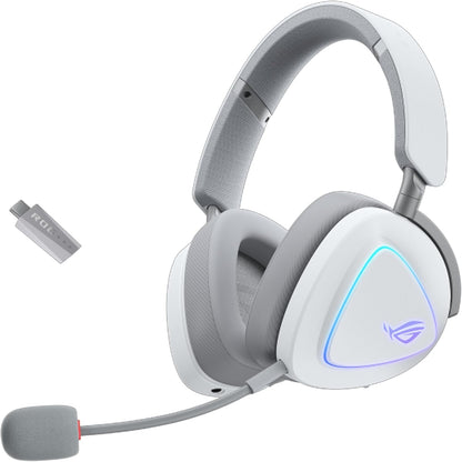 ASUS ROG Delta II Wireless Gaming Headset, 2.4GHz and Bluetooth Connection, Wide and Authentic DualFlow Audio, 50mm Titanium Plated Drivers for PC, Mac, PS, Switch, Android, Moonlight White