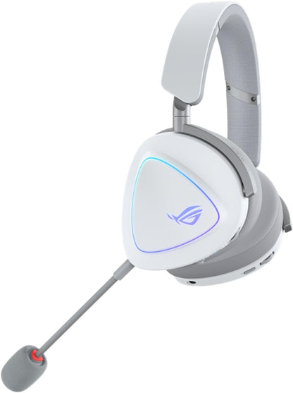 ASUS ROG Delta II Wireless Gaming Headset, 2.4GHz and Bluetooth Connection, Wide and Authentic DualFlow Audio, 50mm Titanium Plated Drivers for PC, Mac, PS, Switch, Android, Moonlight White